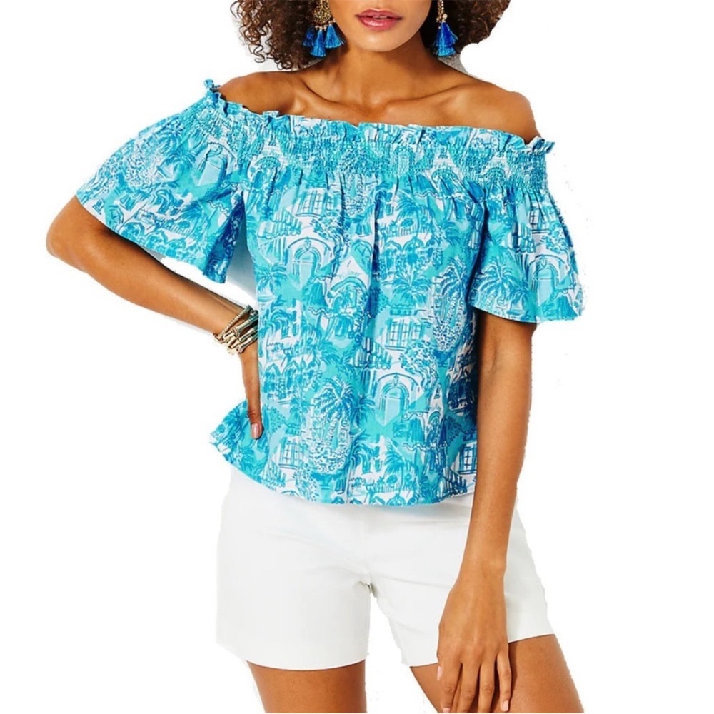 Lily Pulitzer off shoulder top NWOT size S blue